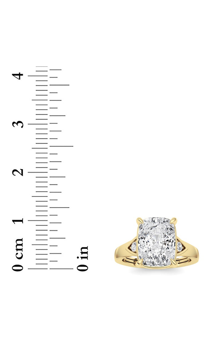 3.25CTW ELongated Cushion Lab Grown Diamond (F/VS )Ring in 14K Gold