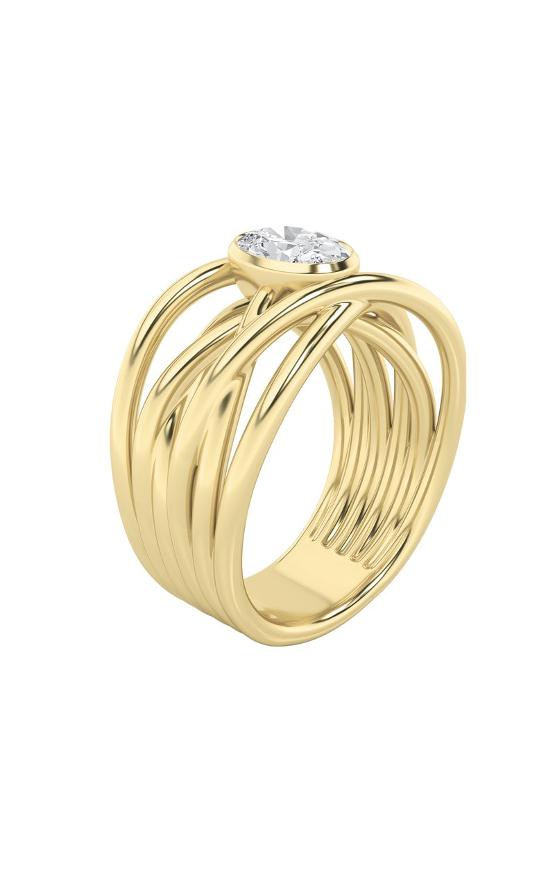 Silver, 14K Yellow Gold Ring KJ40031R.OV-0.75-62G