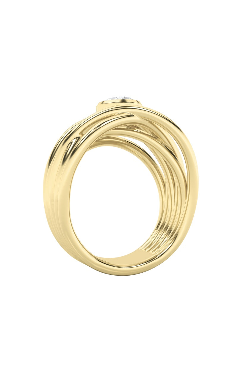 Silver, 14K Yellow Gold Ring KJ40031R.OV-0.75-62G
