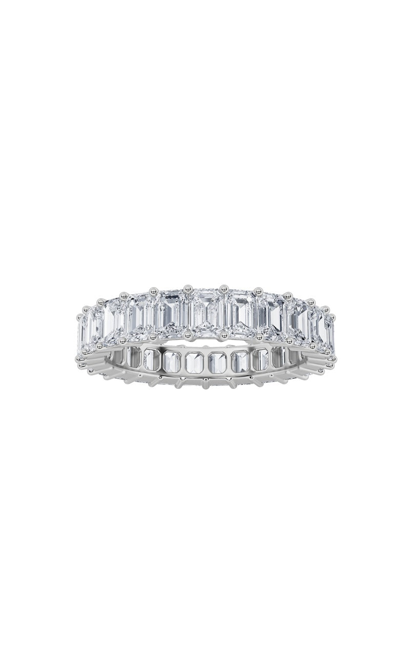 2.6CTW Emerald Shaped Lab Grown Diamond Split Prong Eternity Ring in 14K Gold (F/VS)