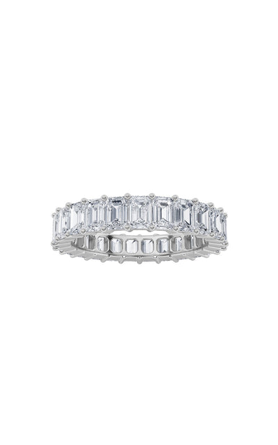 2.8Cttw Emerald Shaped Lab Grown Diamond Split Prong Eternity Ring in 14K Gold (F/VS)