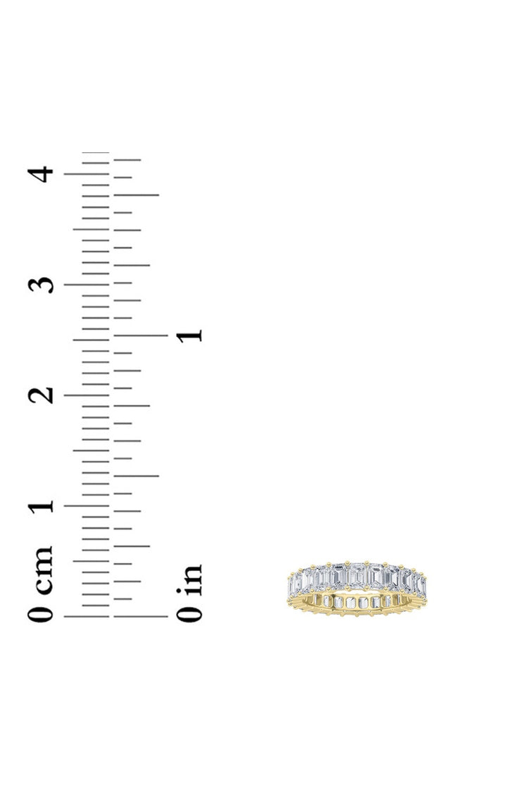3.15CTW Emerald Shaped Lab Grown Diamond Split Prong Eternity Ring in 14K Gold (F/VS)