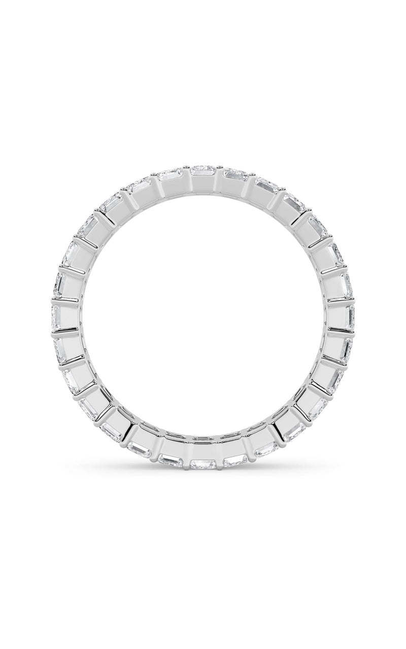 3.35CTW Emerald Shaped Lab Grown Diamond Split Prong Eternity Ring in 14K Gold (F/VS)