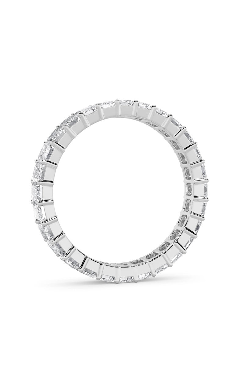 3.35Cttw Emerald Shaped Lab Grown Diamond Split Prong Eternity Ring in 14K Gold (F/VS)