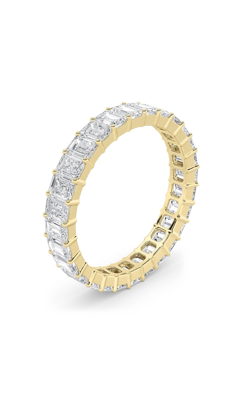 3.35Cttw Emerald Shaped Lab Grown Diamond Split Prong Eternity Ring in 14K Gold (F/VS)