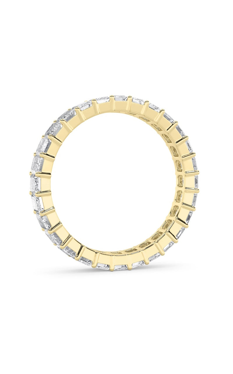 3.35CTW Emerald Shaped Lab Grown Diamond Split Prong Eternity Ring in 14K Gold (F/VS)