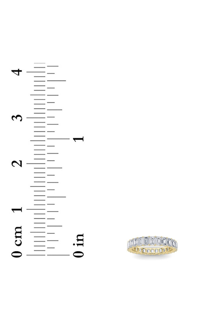3.35Cttw Emerald Shaped Lab Grown Diamond Split Prong Eternity Ring in 14K Gold (F/VS)