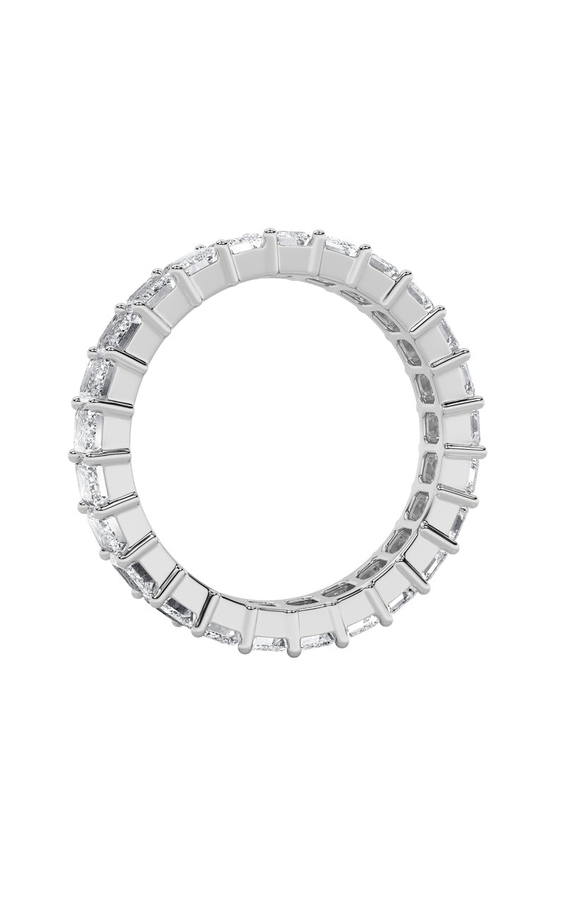 4.5CTW Emerald Shaped Lab Grown Diamond Split Prong Eternity Ring in 14K Gold (F/VS)