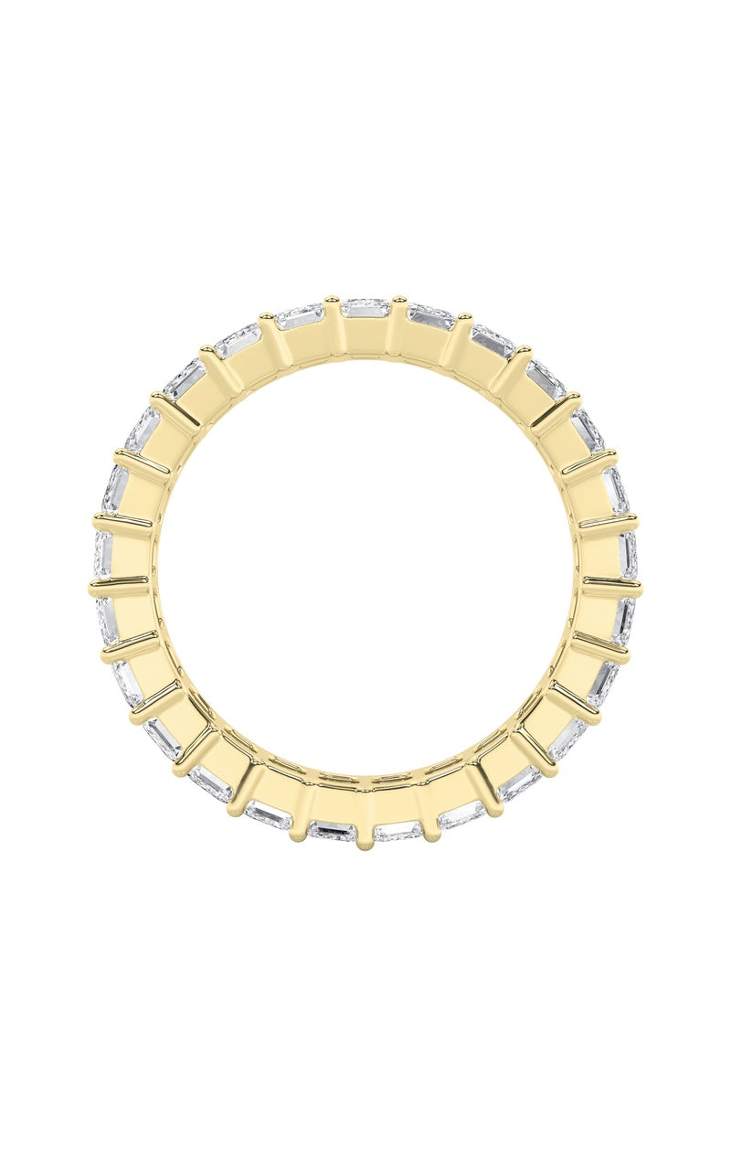 5CTW Emerald Shaped Lab Grown Diamond Split Prong Eternity Ring in 14K Gold (F/VS)