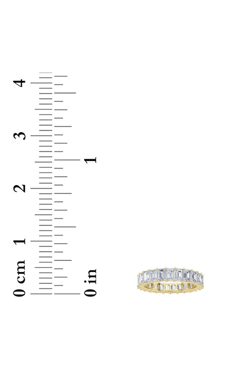 5.75CTW Emerald Shaped Lab Grown Diamond Split Prong Eternity Ring in 14K Gold (F/VS)