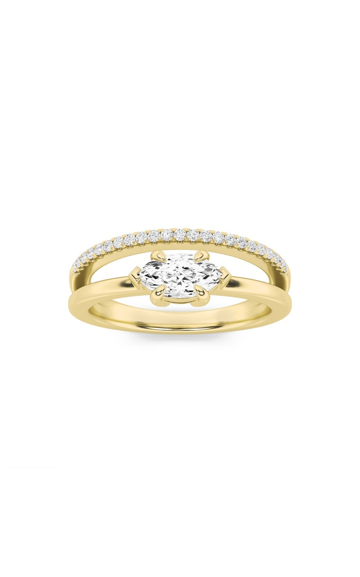 0.5Cttw Marquise Shaped Lab Grown Diamond (G/VS) Ring in 14K Gold