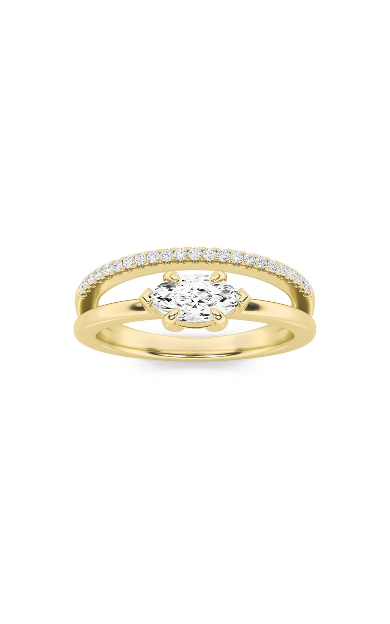 0.5Cttw Marquise Shaped Lab Grown Diamond (G/VS) Ring in 14K Gold