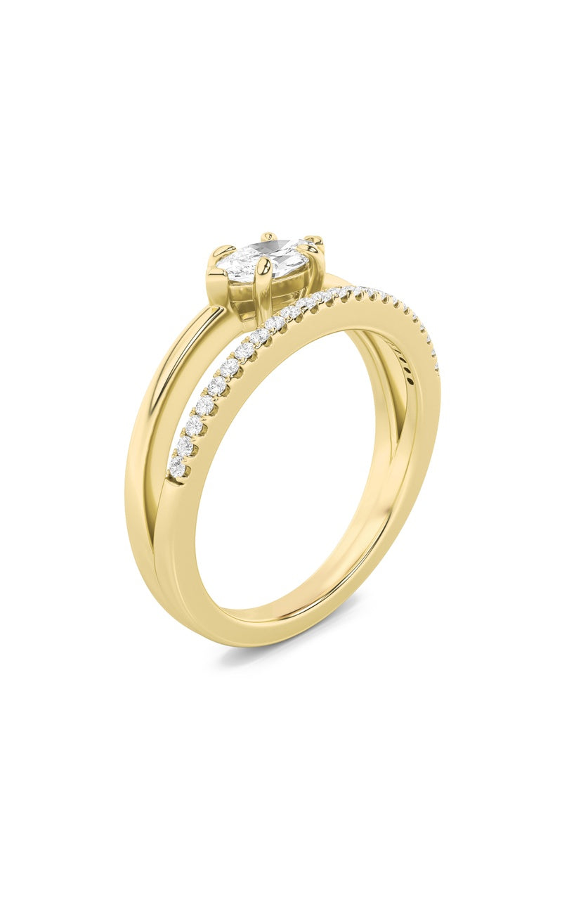 0.5Cttw Marquise Shaped Lab Grown Diamond (G/VS) Ring in 14K Gold