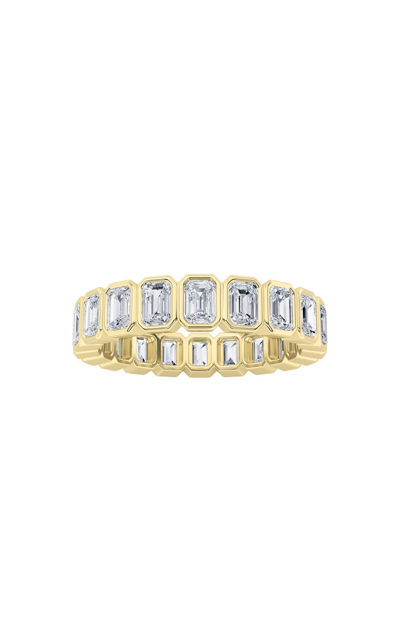 3.25CTW Emerald Shaped Lab Grown Diamond (F/VS) Eternity Band Ring in 14K Gold