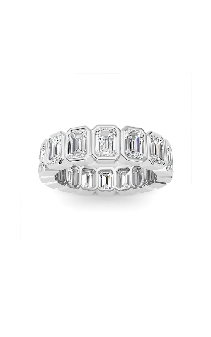 3.2Cttw Emerald Shaped Lab Grown Diamond (F/VS) Eternity Band Ring in 14K Gold