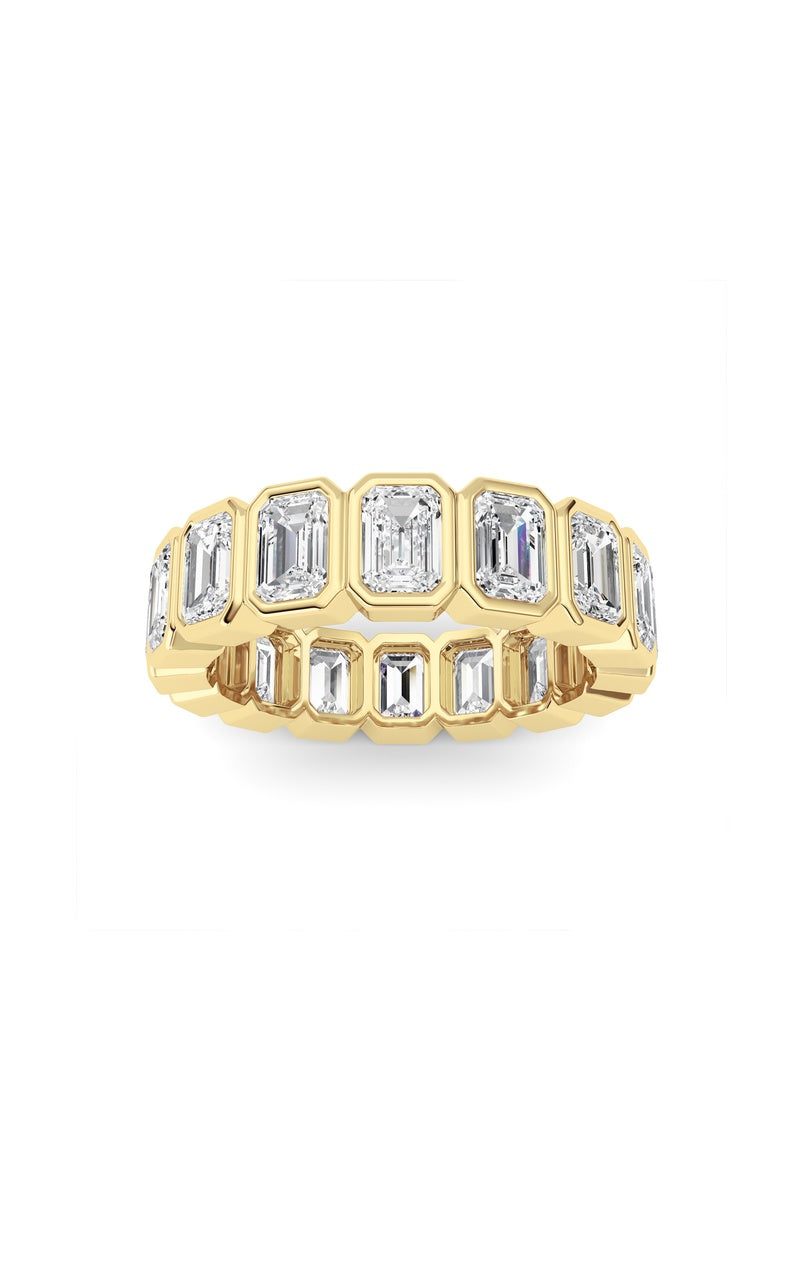 3.2Cttw Emerald Shaped Lab Grown Diamond (F/VS) Eternity Band Ring in 14K Gold