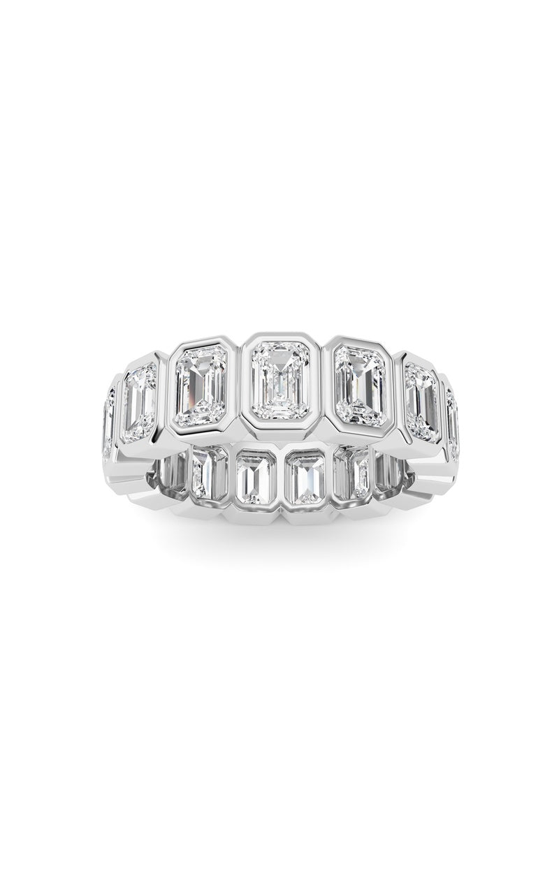 3.75CTW Emerald Shaped Lab Grown Diamond (F/VS) Eternity Band Ring in 14K Gold, 14K White Gold