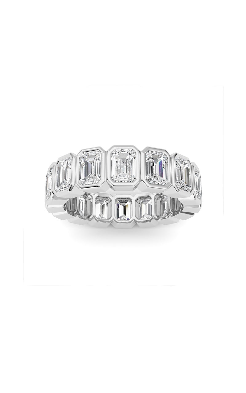 4Cttw Emerald Shaped Lab Grown Diamond (F/VS) Eternity Band Ring in 14K Gold