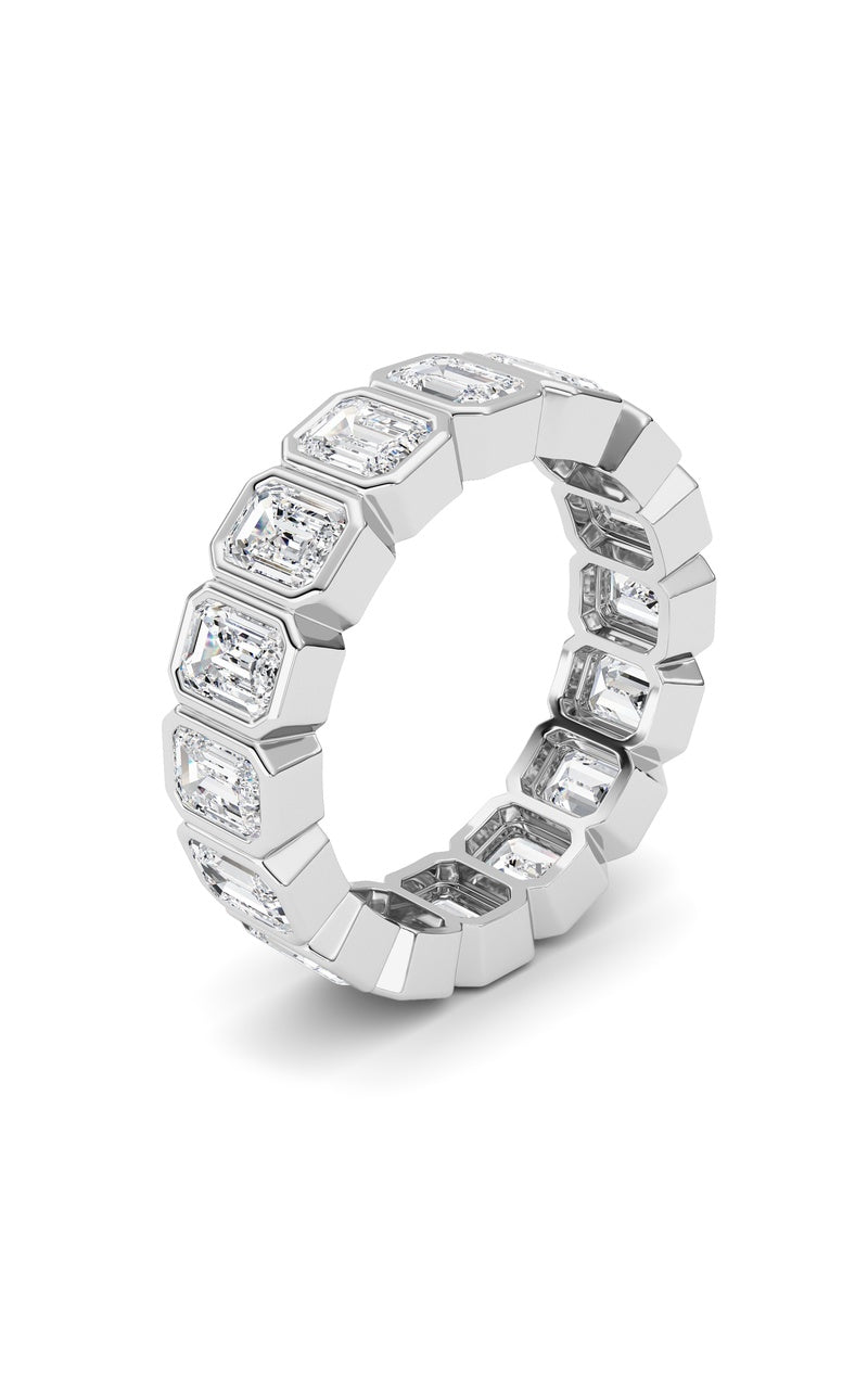 4Cttw Emerald Shaped Lab Grown Diamond (F/VS) Eternity Band Ring in 14K Gold