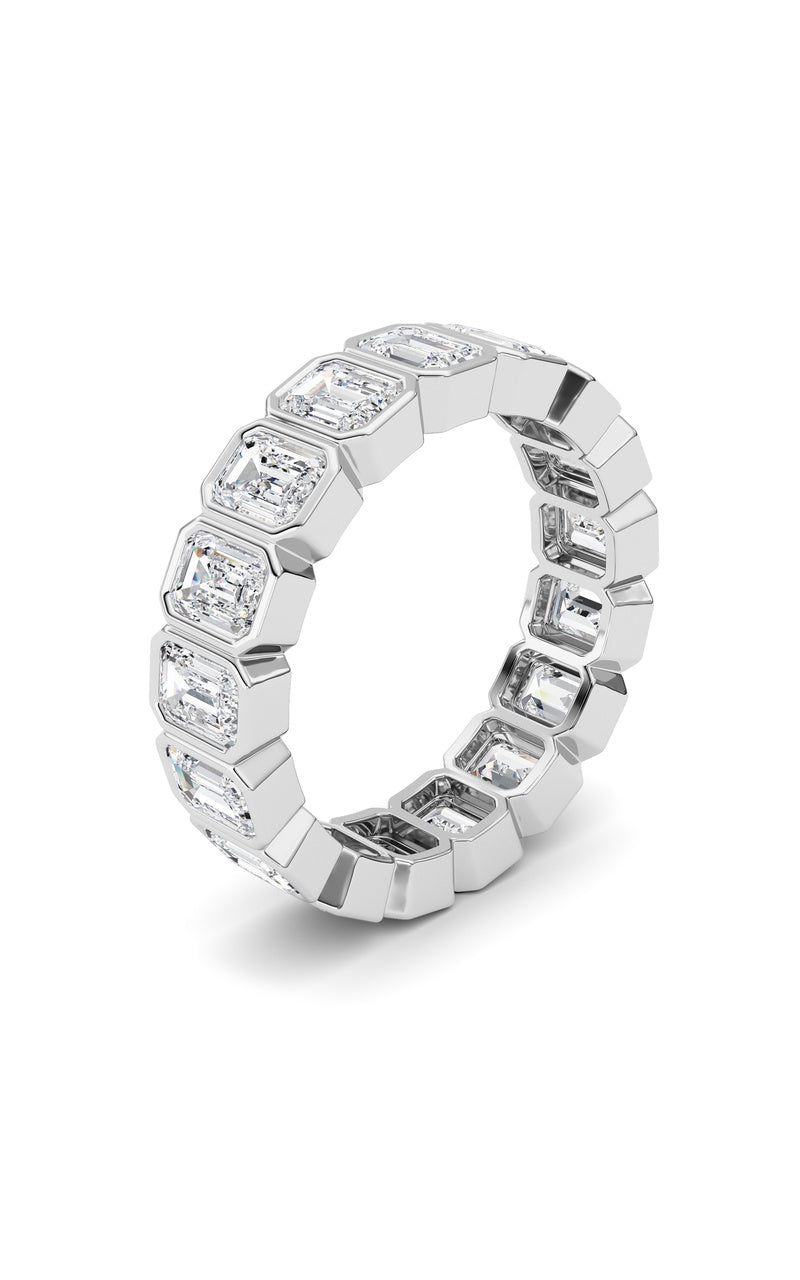 4.25Cttw Emerald Shaped Lab Grown Diamond (F/VS) Eternity Band Ring in 14K Gold