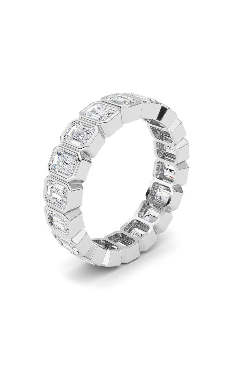 4.5Cttw Emerald Shaped Lab Grown Diamond (F/VS) Eternity Band Ring in 14K Gold