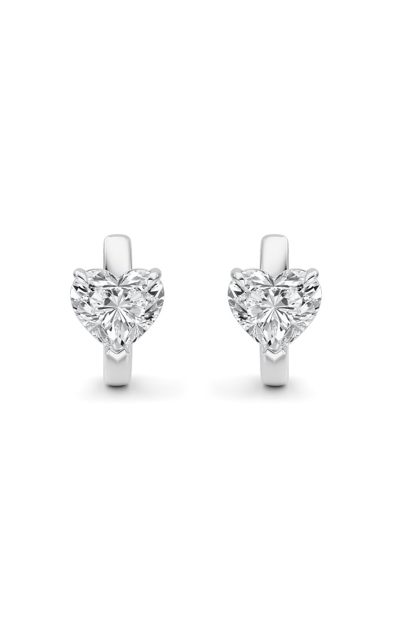 2CTW Heart Shaped Lab Grown Diamond (F/VS) Earring in 14K White Gold