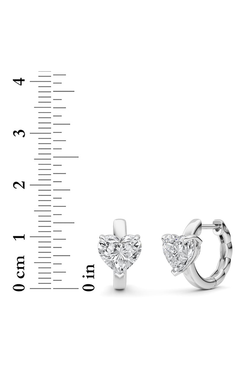 2CTW Heart Shaped Lab Grown Diamond (F/VS) Earring in 14K White Gold