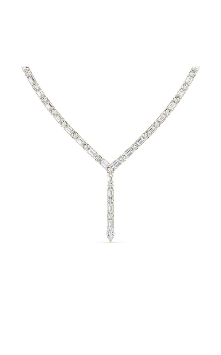 28CTW Mix Shaped Lab Grown Diamond Necklace in 14K Gold (F/VS)