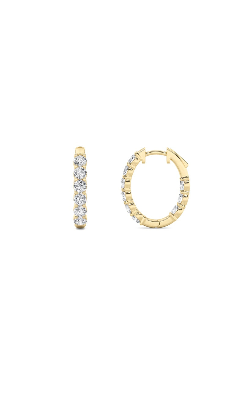 1CTW Round Shaped Lab Grown Diamond (F/VS) Inside Out Hoop Earring in 14K Gold