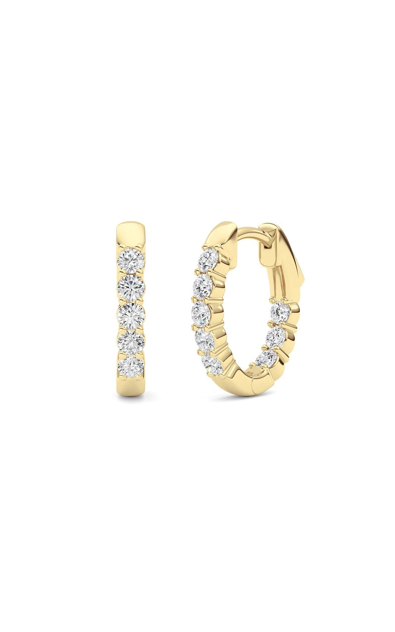 1CTW Round Shaped Lab Grown Diamond (F/VS) Inside Out Hoop Earring in 14K Gold