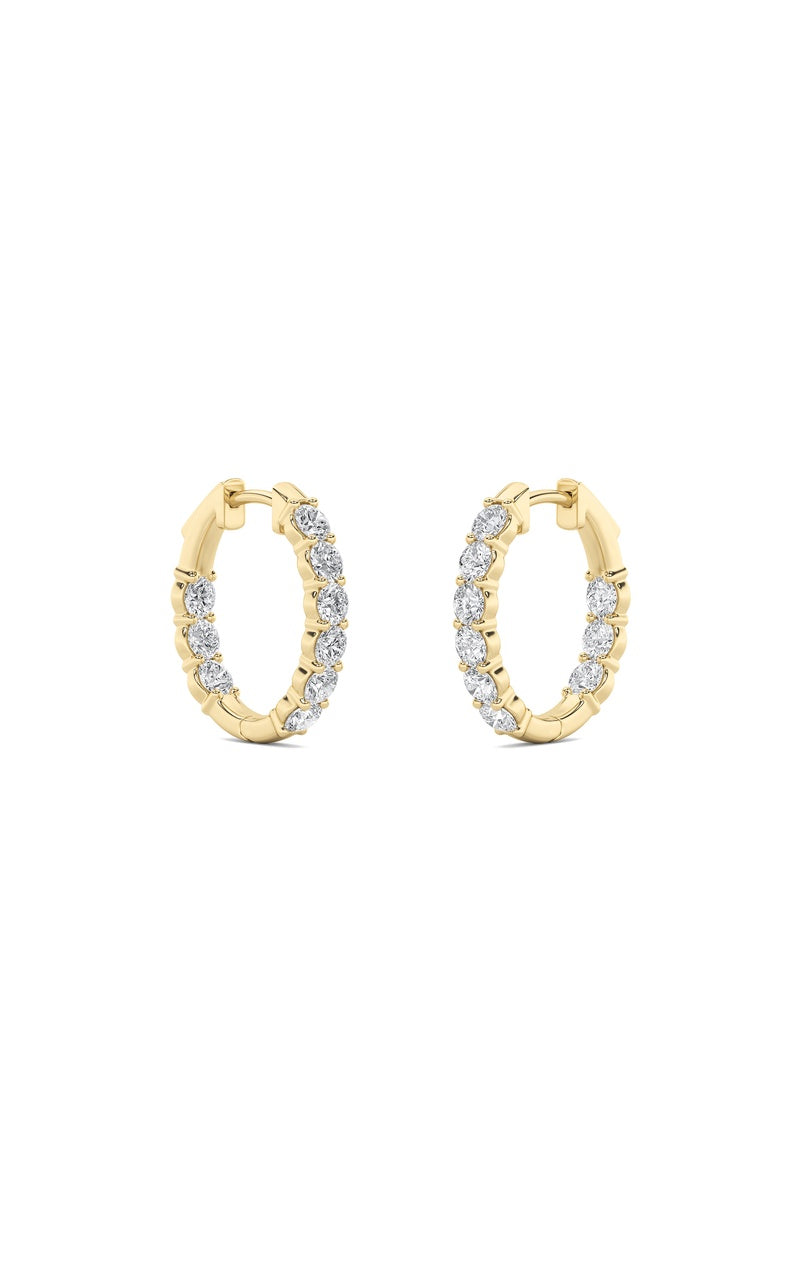 1CTW Round Shaped Lab Grown Diamond (F/VS) Inside Out Hoop Earring in 14K Gold