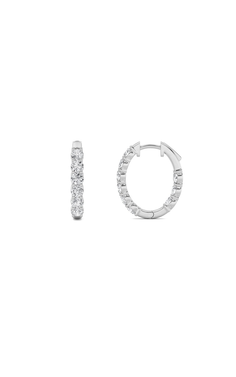 2CTW Round Shaped Lab Grown Diamond (F/VS) Inside Out Hoop Earrings in 14K Gold