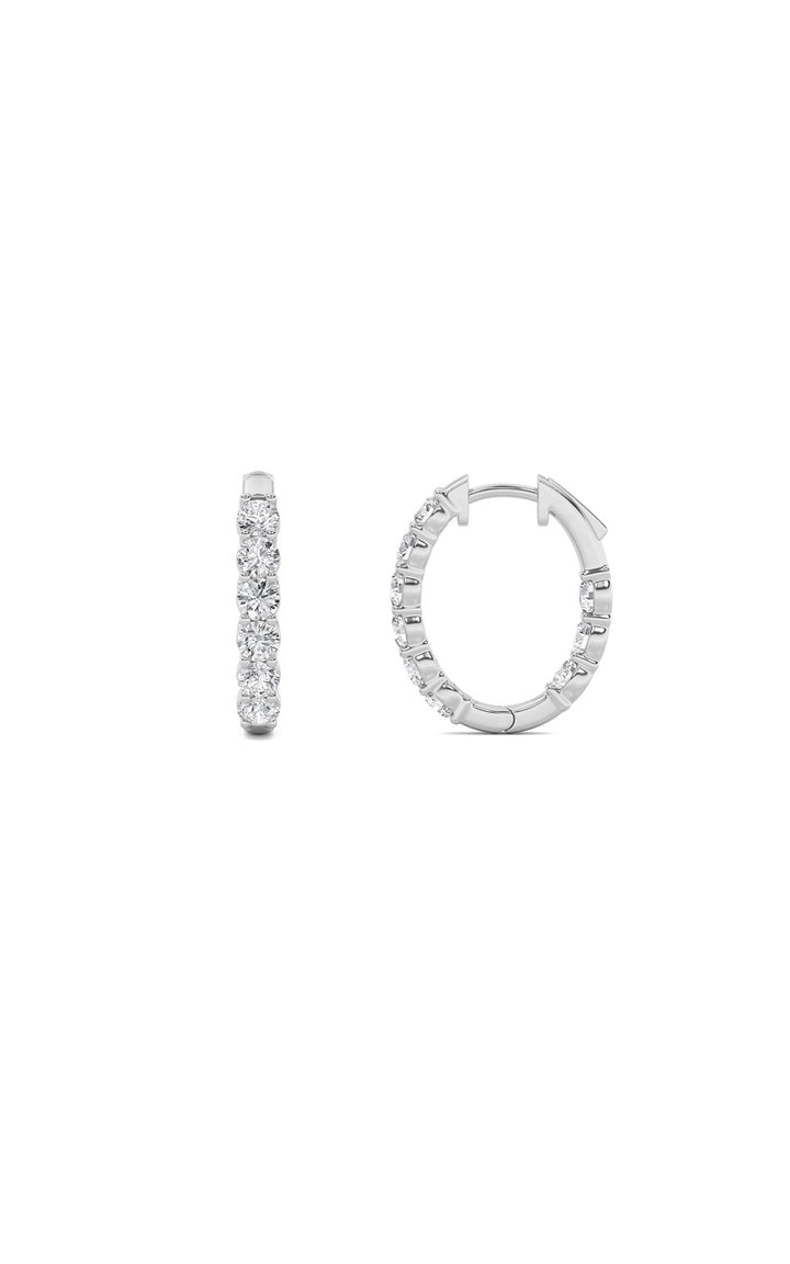 2CTW Round Shaped Lab Grown Diamond (F/VS) Inside Out Hoop Earrings in 14K Gold