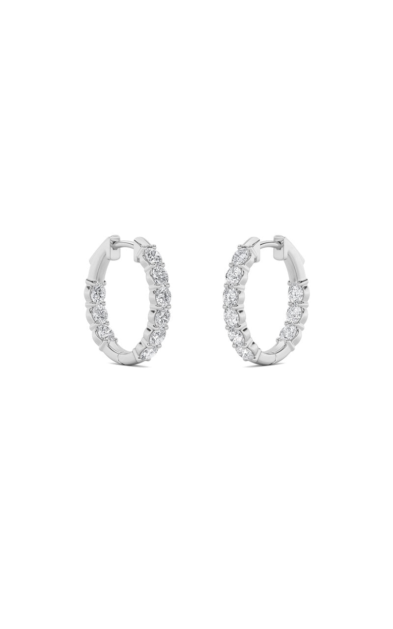 2CTW Round Shaped Lab Grown Diamond (F/VS) Inside Out Hoop Earrings in 14K Gold