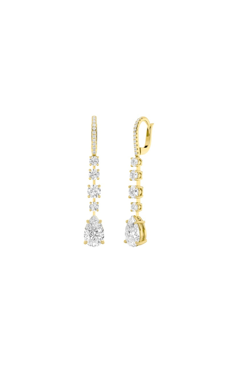 4.5CTW Pear Shaped Lab Grown Diamond (F/VS) Dangle Earrings in 14K Gold