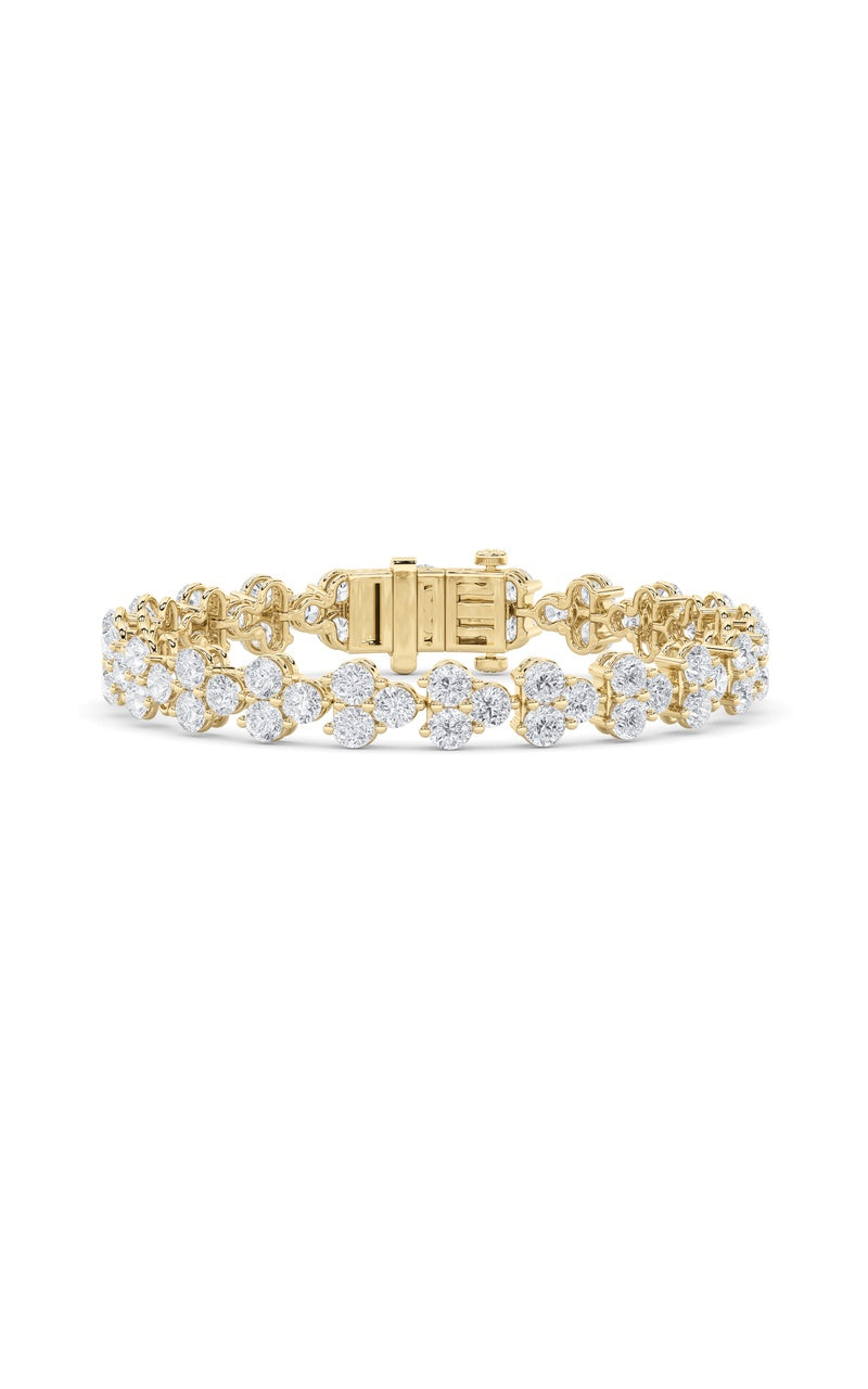 13Cttw Round Shaped Lab Grown Diamond (F/VS) Cluster Bracelet in 14K Gold
