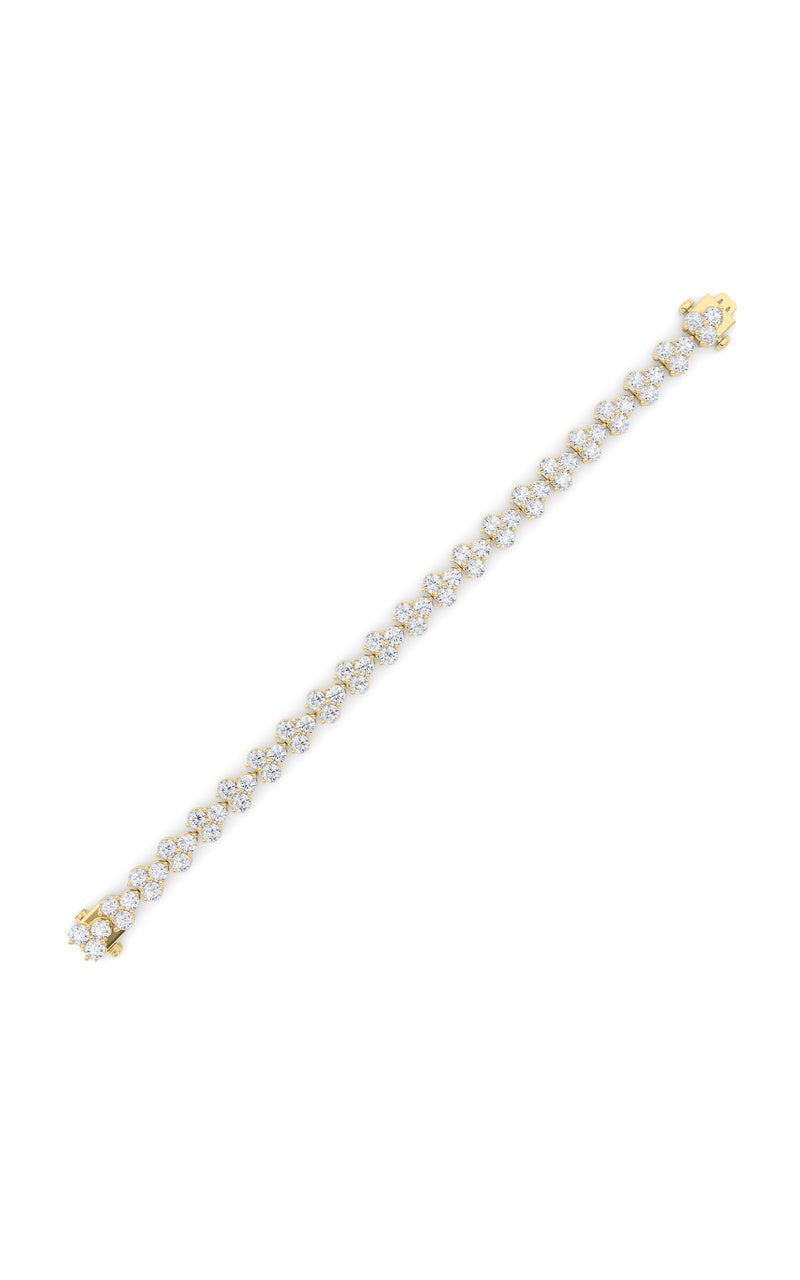 13CTW Round Shaped Lab Grown Diamond (F/VS) Cluster Bracelet in 14K Gold