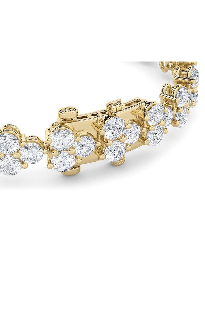 13Cttw Round Shaped Lab Grown Diamond (F/VS) Cluster Bracelet in 14K Gold