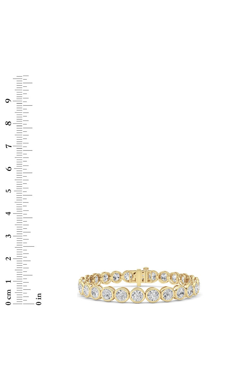 15Cttw Round Lab Grown Diamond (F/VS ) Bezel Set Bracelet in 14K Gold