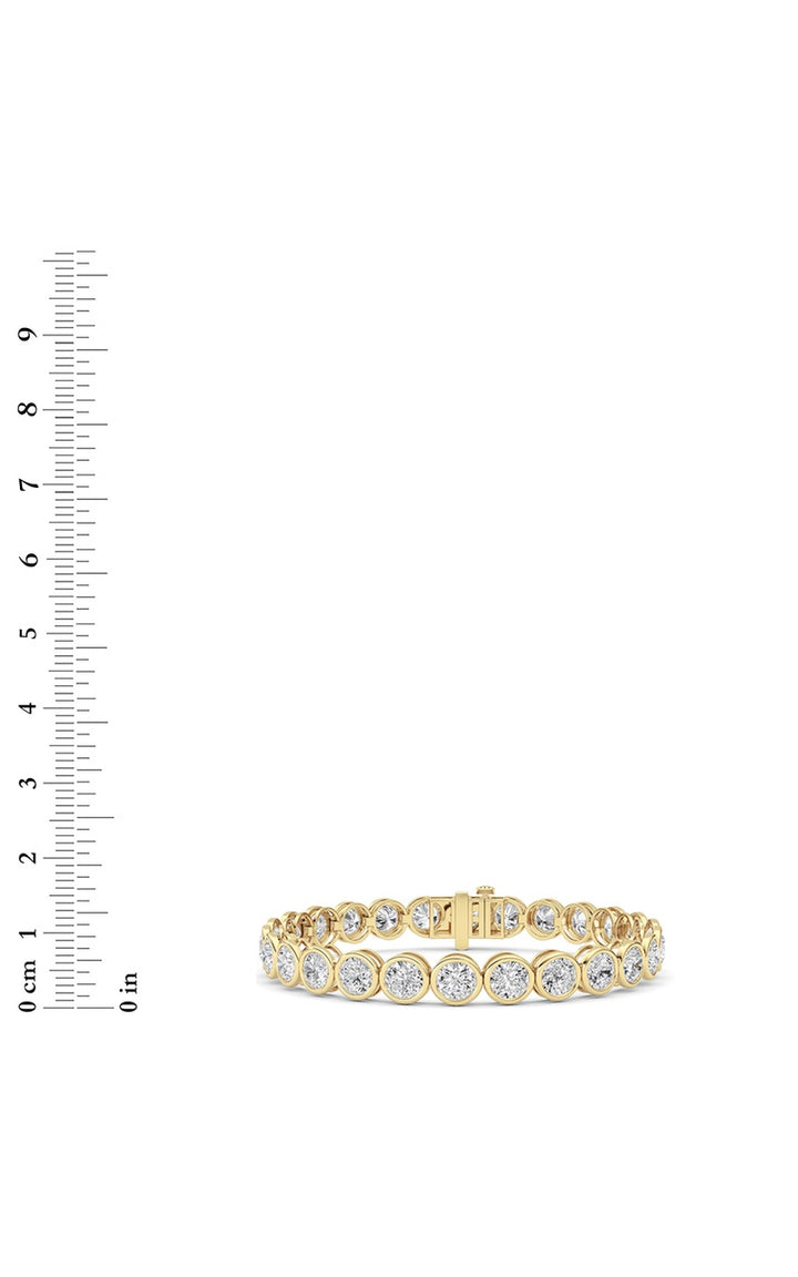 15Cttw Round Lab Grown Diamond (F/VS ) Bezel Set Bracelet in 14K Gold