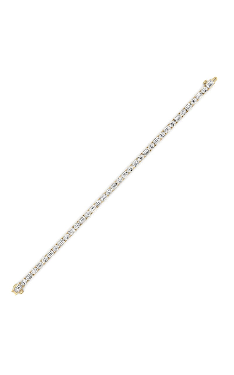 10Cttw Emerald And Round Lab Grown Diamond (F/VS )Bracelet in 14K Gold