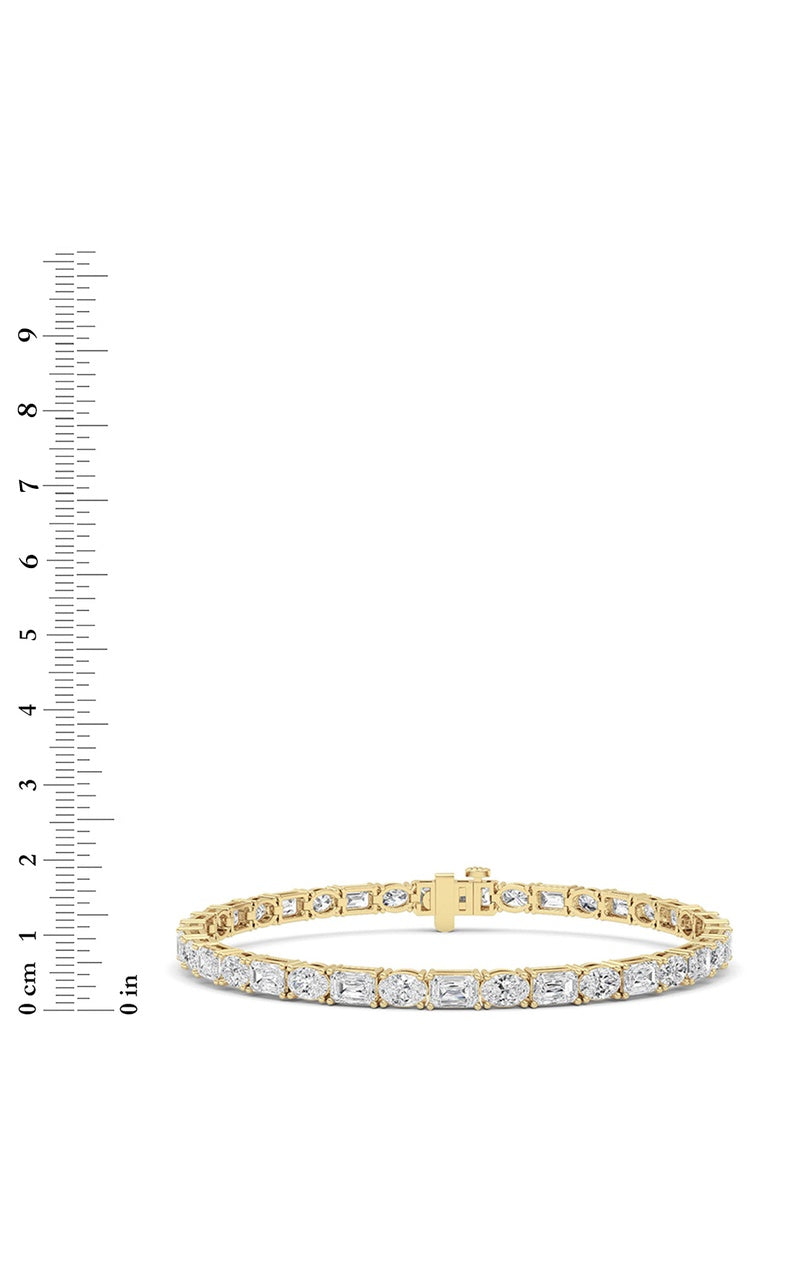 10CTW Emerald And Round Lab Grown Diamond (F/VS ) Bracelet in 14K Gold