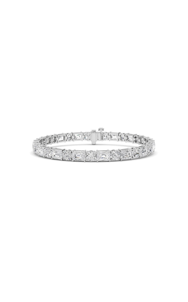 15Cttw Emerald And Round Lab Grown Diamond (F/VS ) Bracelet in 14K Gold