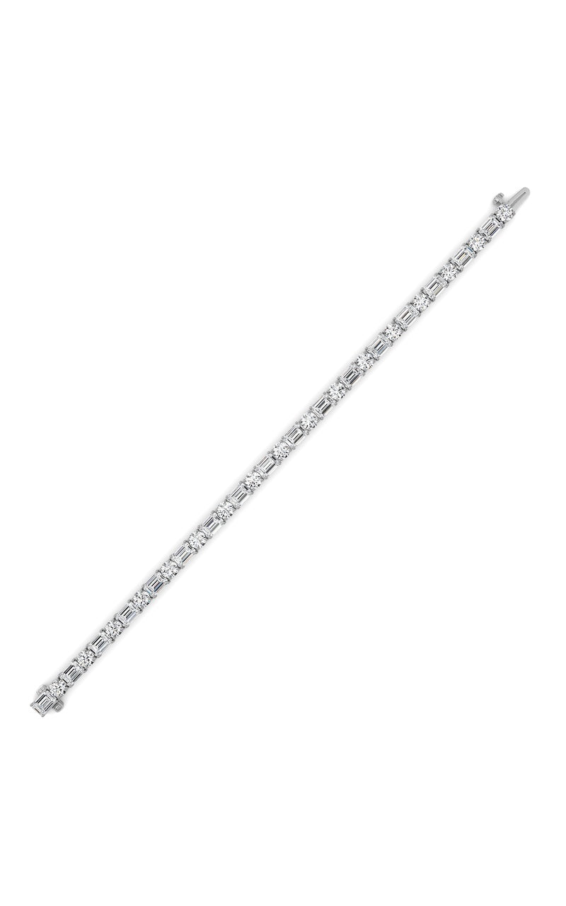 15CTW Emerald And Round Lab Grown Diamond (F/VS ) Bracelet in 14K Gold, 14K White Gold