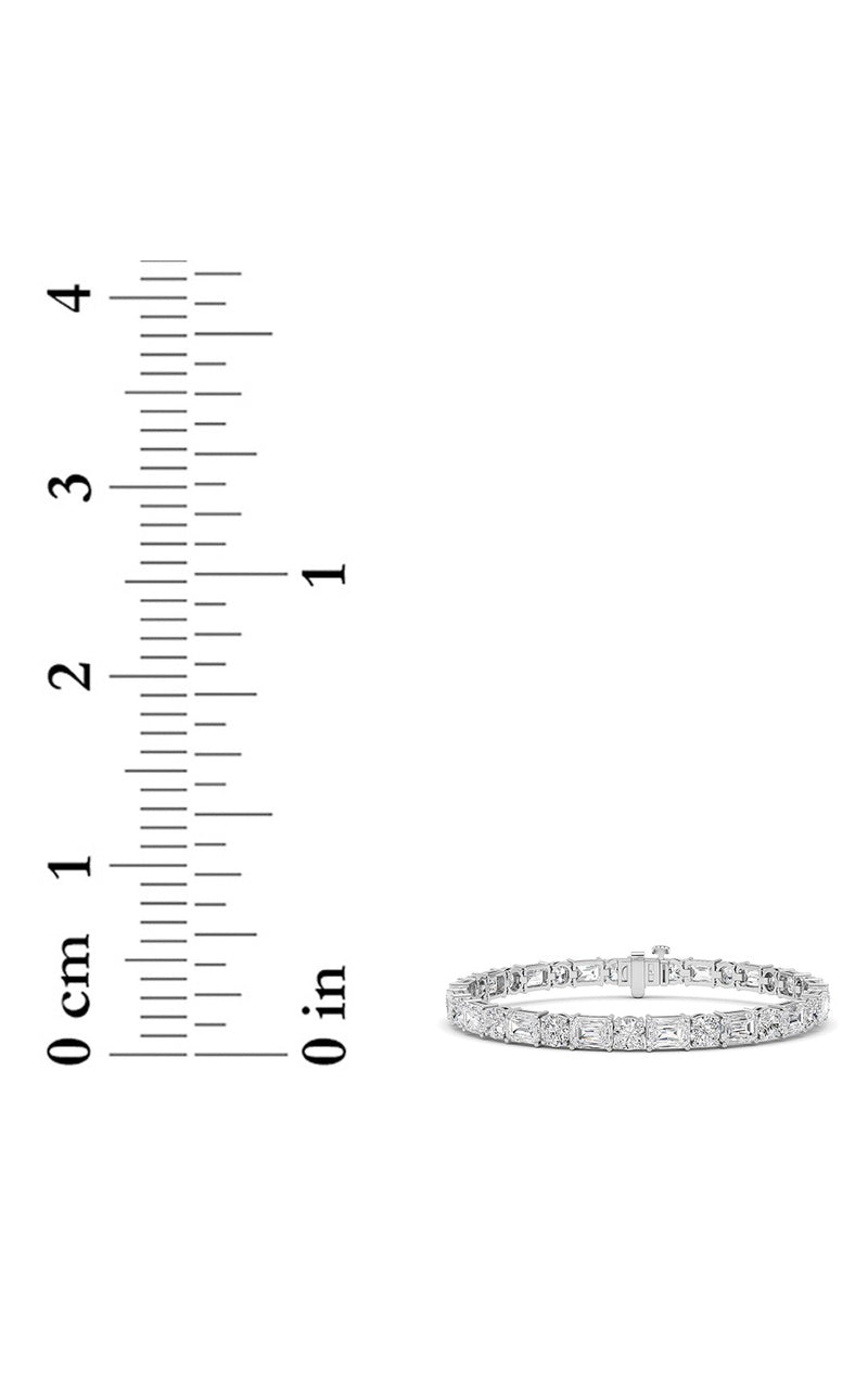 15CTW Emerald And Round Lab Grown Diamond (F/VS ) Bracelet in 14K Gold, 14K White Gold