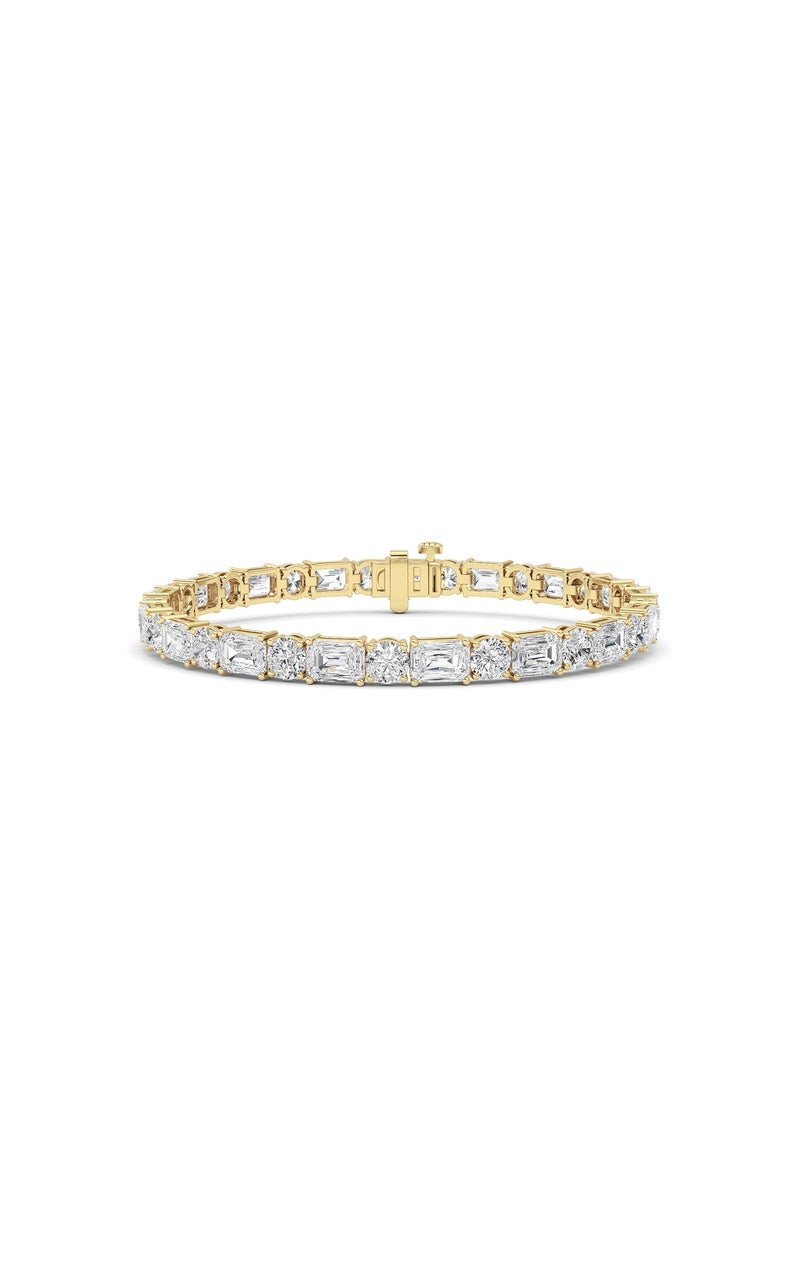 15Cttw Emerald And Round Lab Grown Diamond (F/VS )Bracelet in 14K Gold