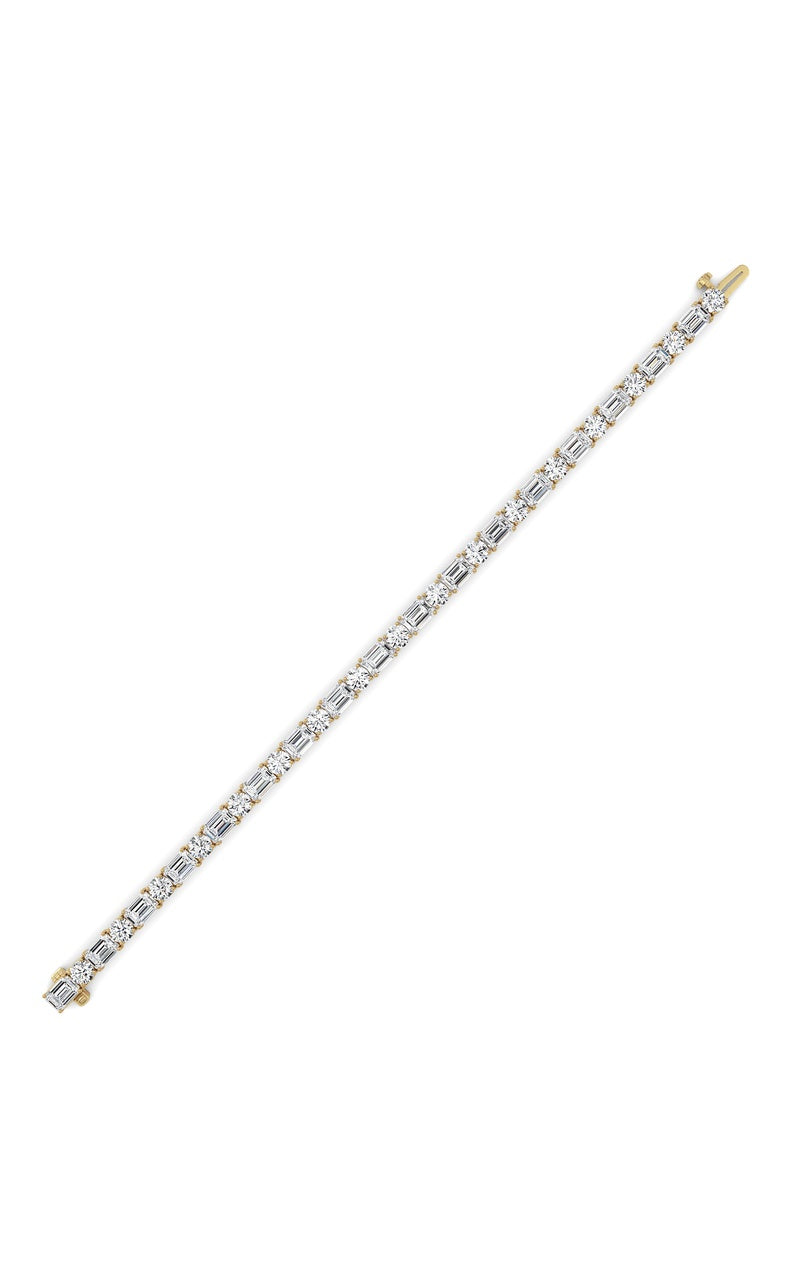 15Cttw Emerald And Round Lab Grown Diamond (F/VS )Bracelet in 14K Gold