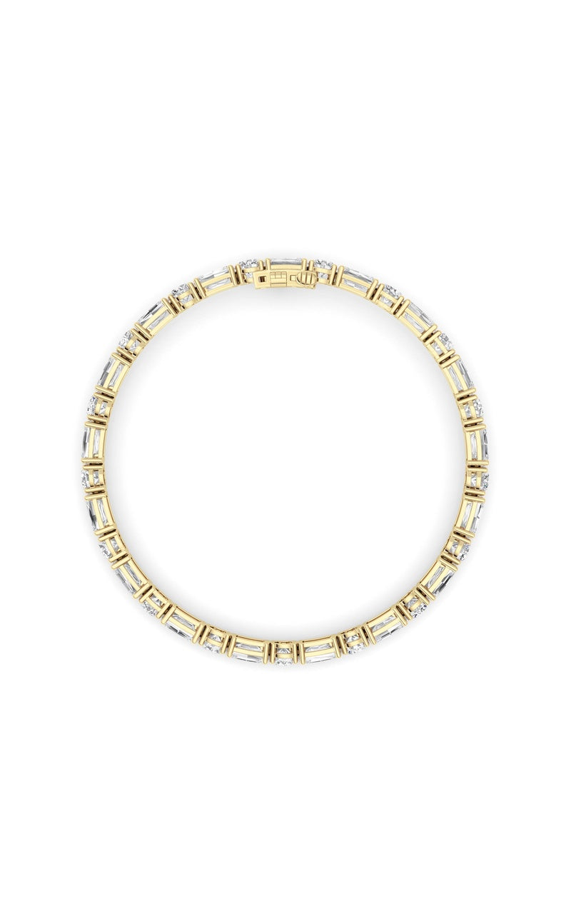 15Cttw Emerald And Round Lab Grown Diamond (F/VS )Bracelet in 14K Gold