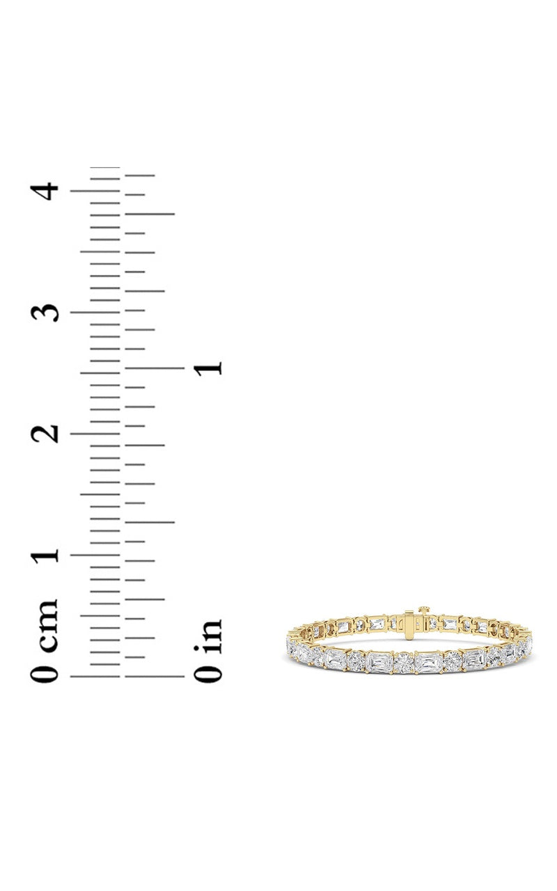 15CTW Emerald And Round Lab Grown Diamond (F/VS ) Bracelet in 14K Gold, 14K Yellow Gold