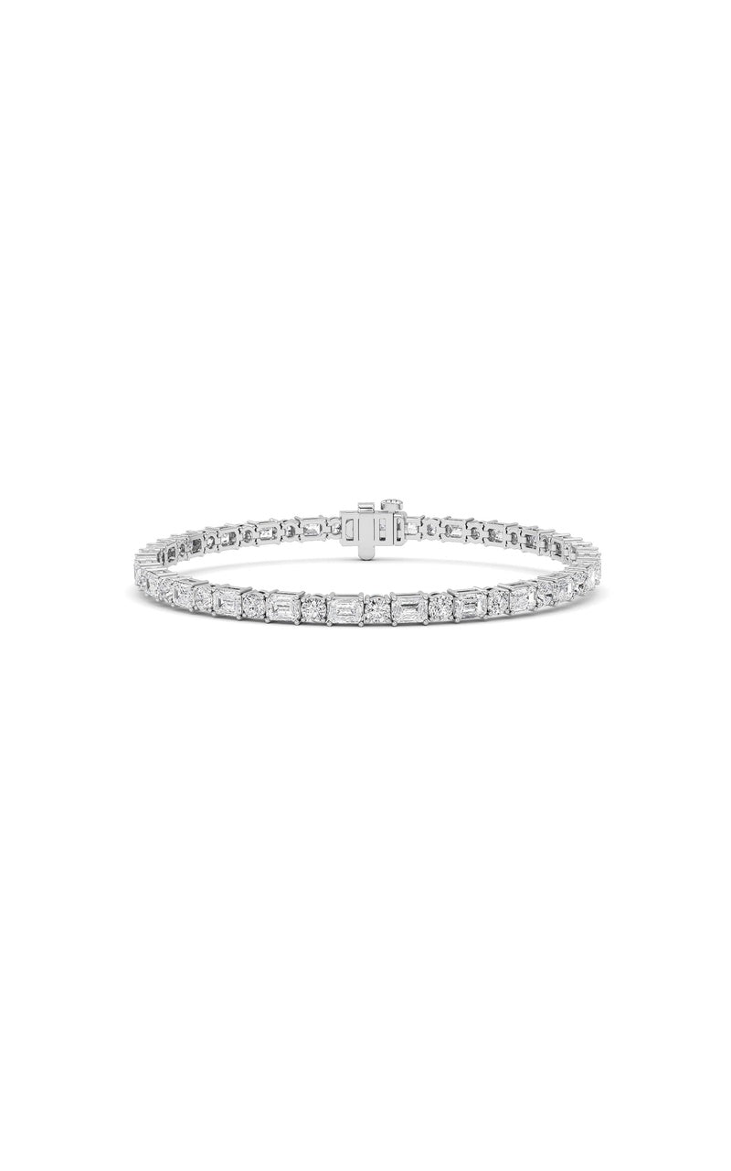 7Cttw Emerald And Round Lab Grown Diamond (F/VS )Bracelet in 14K Gold